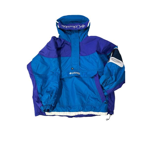 Vtg Columbia Pullover Anorak Jacket Women’s XL Blue/Purple Colorblock Y2K - Picture 1 of 12